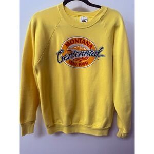 Vintage 1989 Montana Centennial Sweatshirt Fruit of the Loom Yellow Size L USA